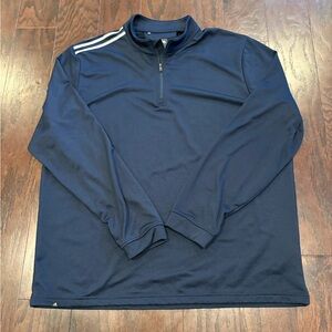 Adidas Mens Navy Blue Three-Stripe Golf Quarter Zip Relaxed Pullover Size XL EUC